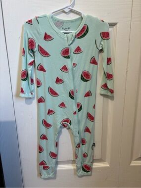 Kyte BABY Mint Watermelon Print Zipper Footie
